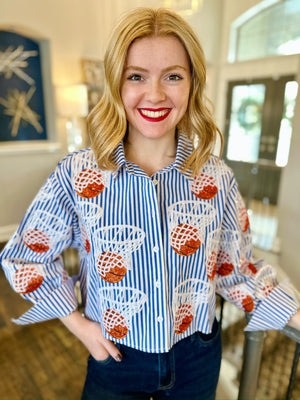 Queen of Sparkles KU Jayhawks Basketball Button Up