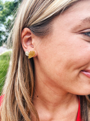 Gold Sparkle Acrylic Post Arrowhead Earrings