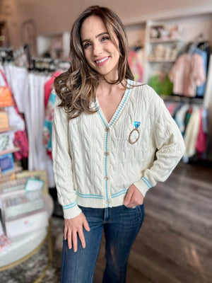 Queen of Sparkles In My Bride Era Women’s Knit Cardigan