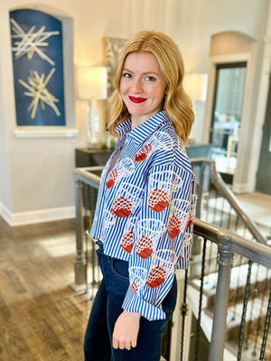 Queen of Sparkles KU Jayhawks Basketball Button Up