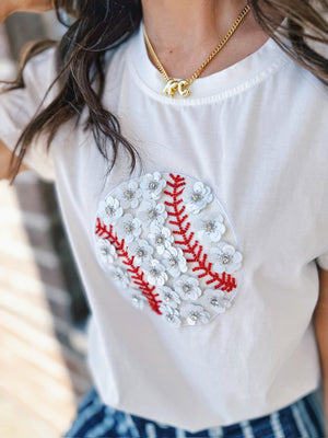 Queen of Sparkles Flower Baseball Tee