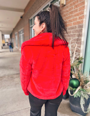 Red Faux Fur Jacket