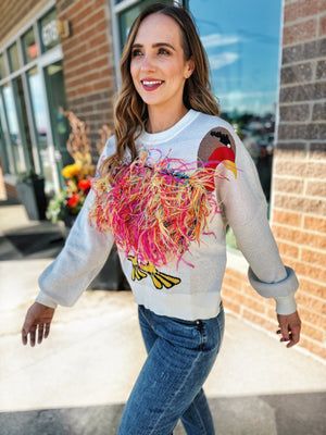 Queen of Sparkles Thanksgiving Turkey Feathers Sweater- last piece