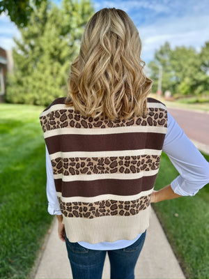 Colorblock Cheetah Sweater Vest