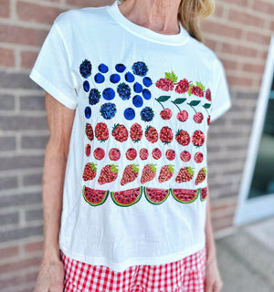 Women’s USA Fruits Tee by Queen of Sparkles