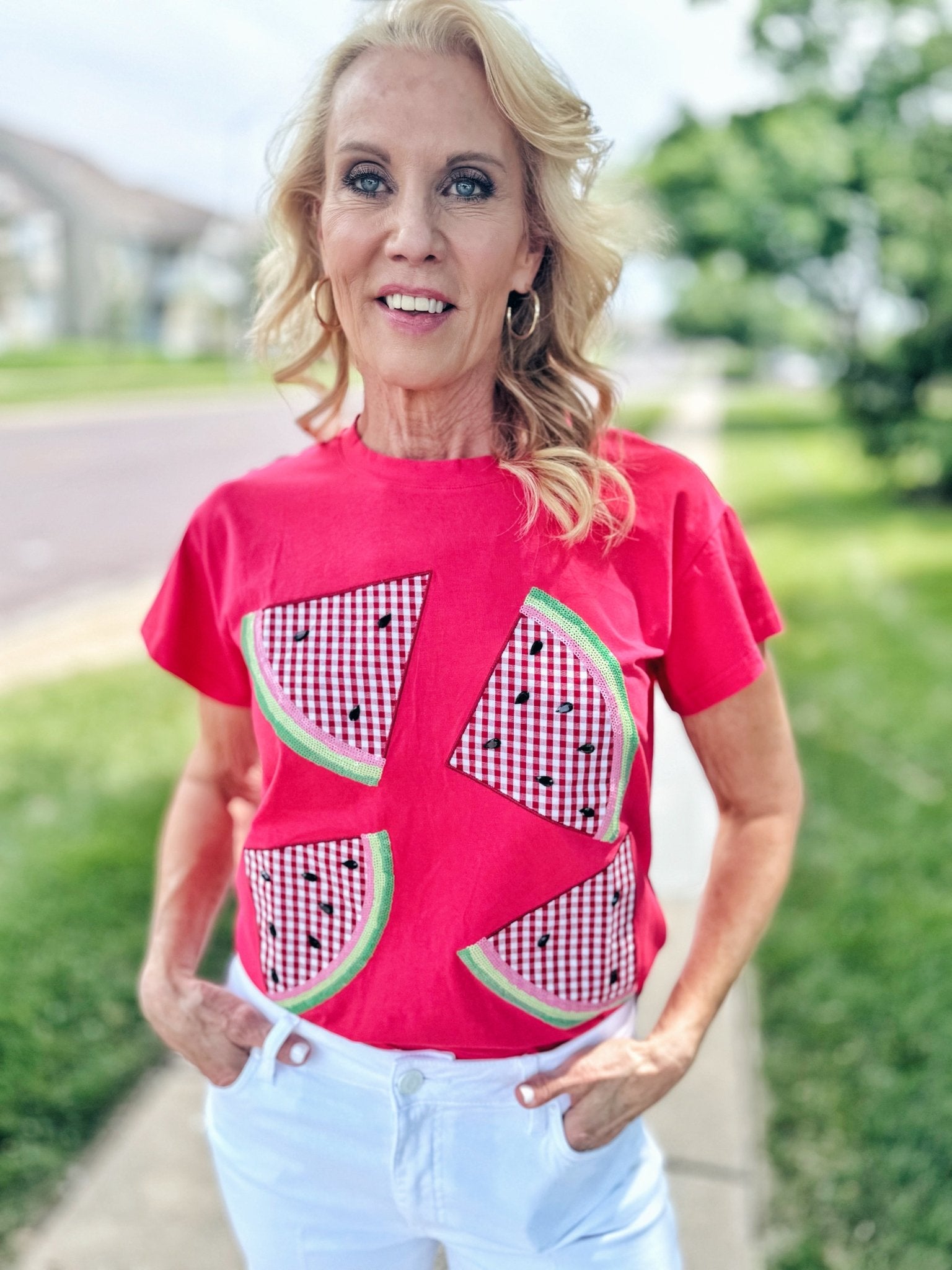 Queen of Sparkles Watermelon Women’s Tee - Amelia's Boutique