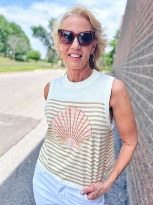 Queen of Sparkles Stripe Knit Tank with Beaded Shell