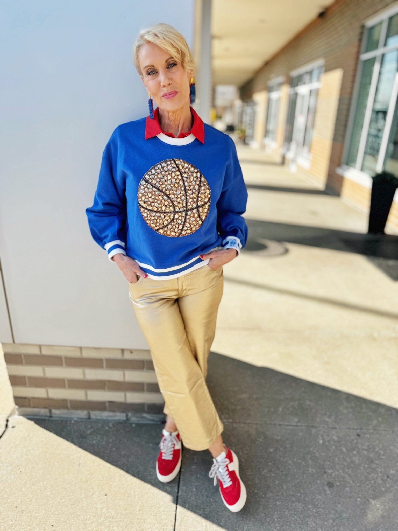 Queen of Sparkles KU Jayhawks Basketball Sweatshirt - Amelia's Boutique