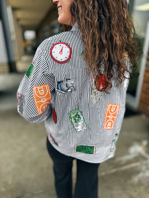 Queen of Sparkles Basketball Button Up