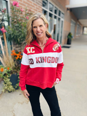 Red KC 1/2 Zip Queen of Sparkles x Amelia's Boutique