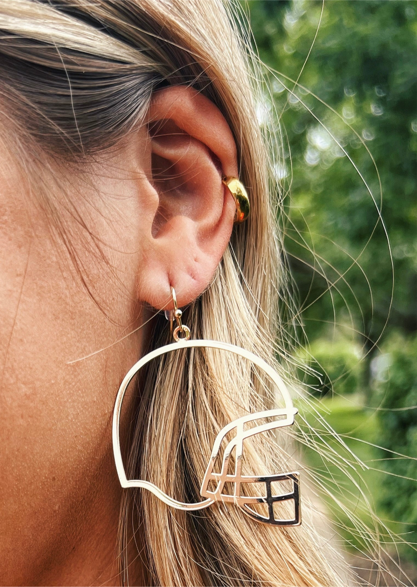 Gold Helmet Outline Earrings - Amelia's Boutique