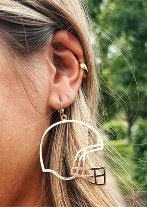 Gold Helmet Outline Earrings