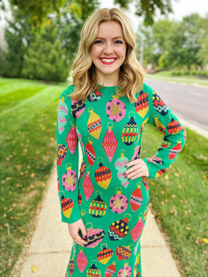 Queen of Sparkles Holiday Ornament Sweater Dress