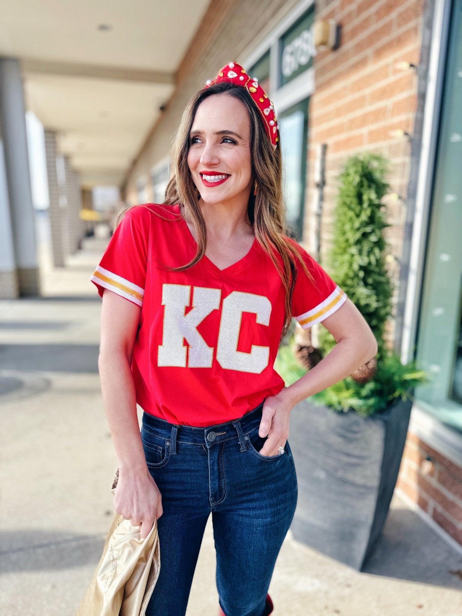 SEQUIN KC Varsity Tee - Queen of Sparkles x Amelia's Collab - Amelia's Boutique