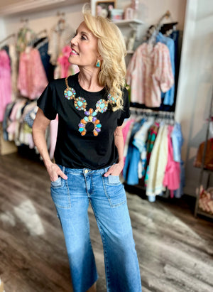 Queen of Sparkles Turquoise Necklace Tee