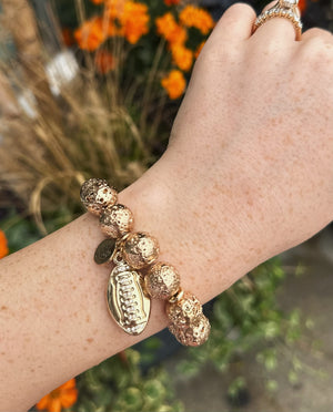 Textured Football Beaded Bracelet