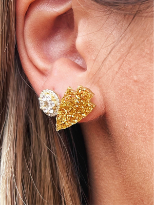 Gold Sparkle Acrylic Post Arrowhead Earrings