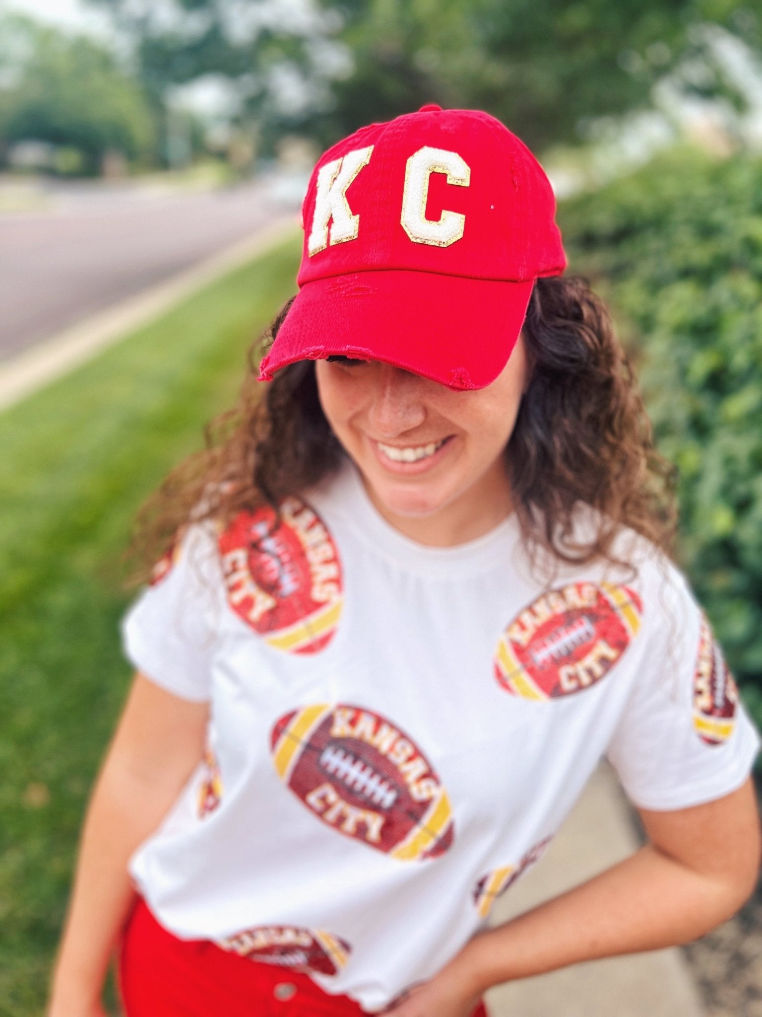KC Varsity Patch Red Baseball Cap - Amelia's Boutique