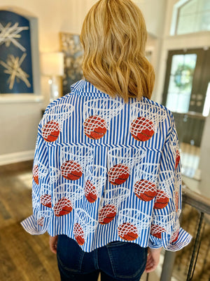 Queen of Sparkles KU Jayhawks Basketball Button Up