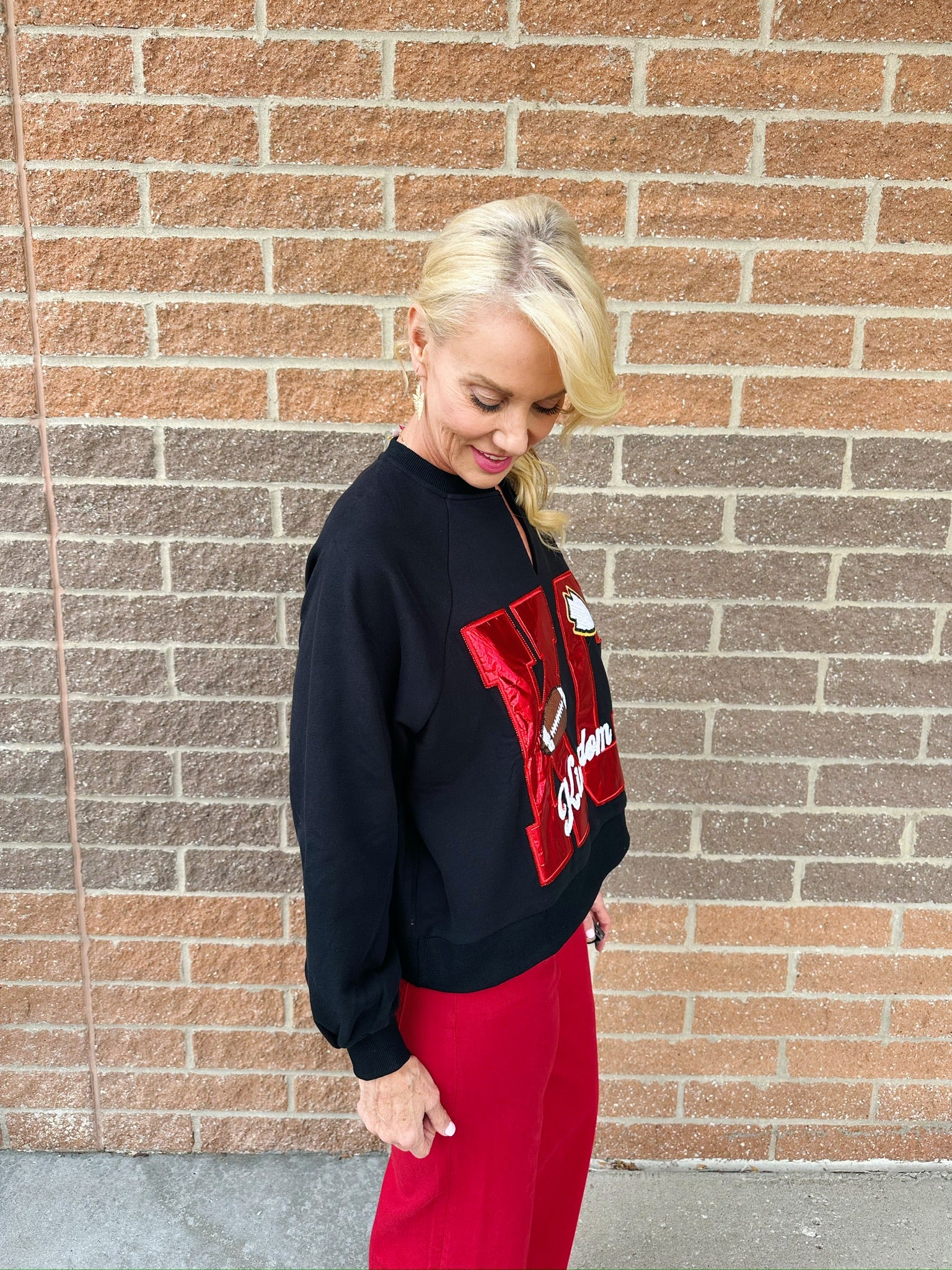 Red KC Metallic Kingdom Sweatshirt - Queen of Sparkles x Amelia's Boutique - Amelia's Boutique