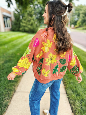 Queen of Sparkles Fall Leaves Sweatshirt