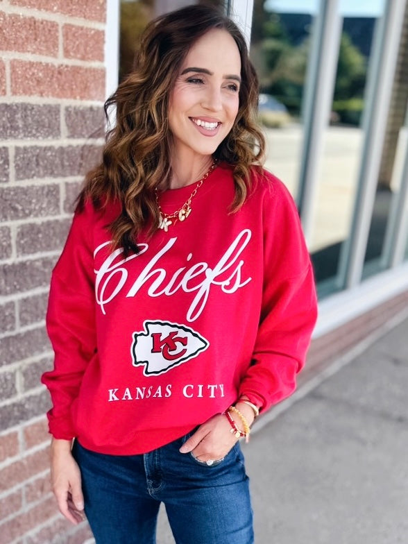 Licensed Chiefs Classic Crewneck Script Sweatshirt