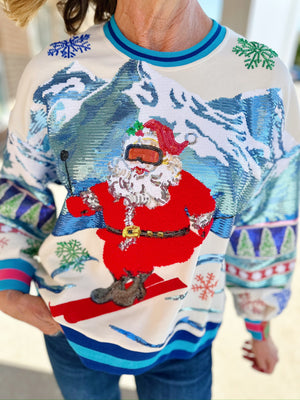 Queen of Sparkles Ski Santa Sweatshirt