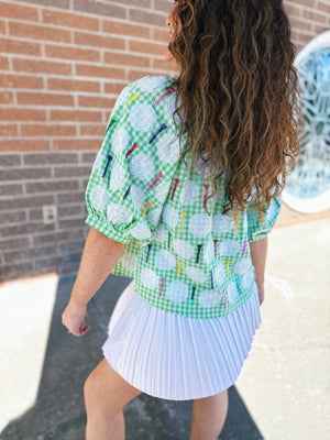 Queen of Sparkles Gingham Golf Top