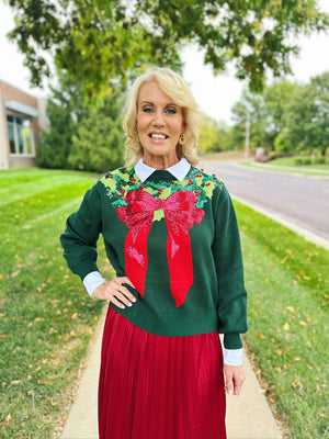 Queen of Sparkles Wreath and Bow Sweater