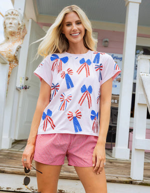 Queen of Sparkles Americana Bows Tee