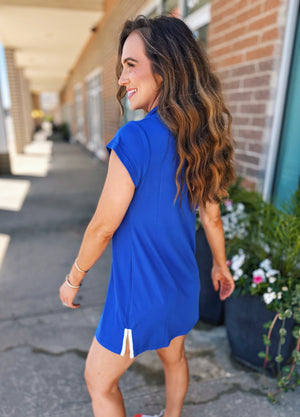 UPF 50 Royal Blue Half Zip Dress