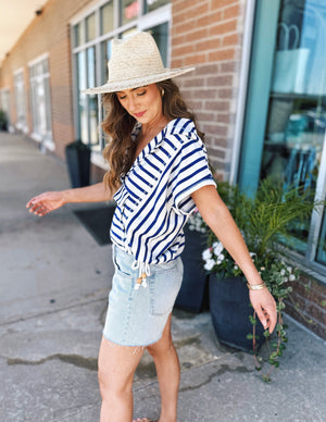 Stripe Drawstring Throw On Top