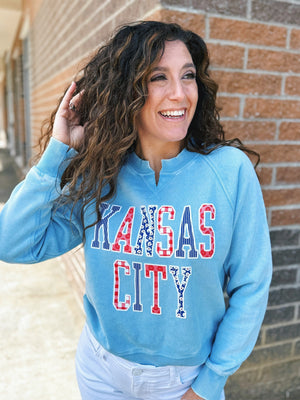 Kansas City Split Neck Crew Sweatshirt