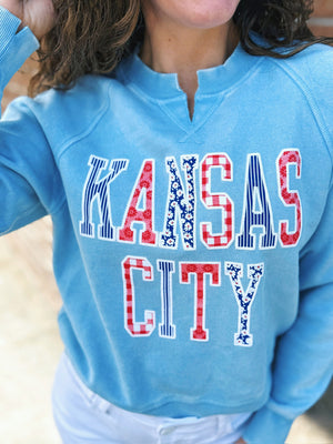 Kansas City Split Neck Crew Sweatshirt