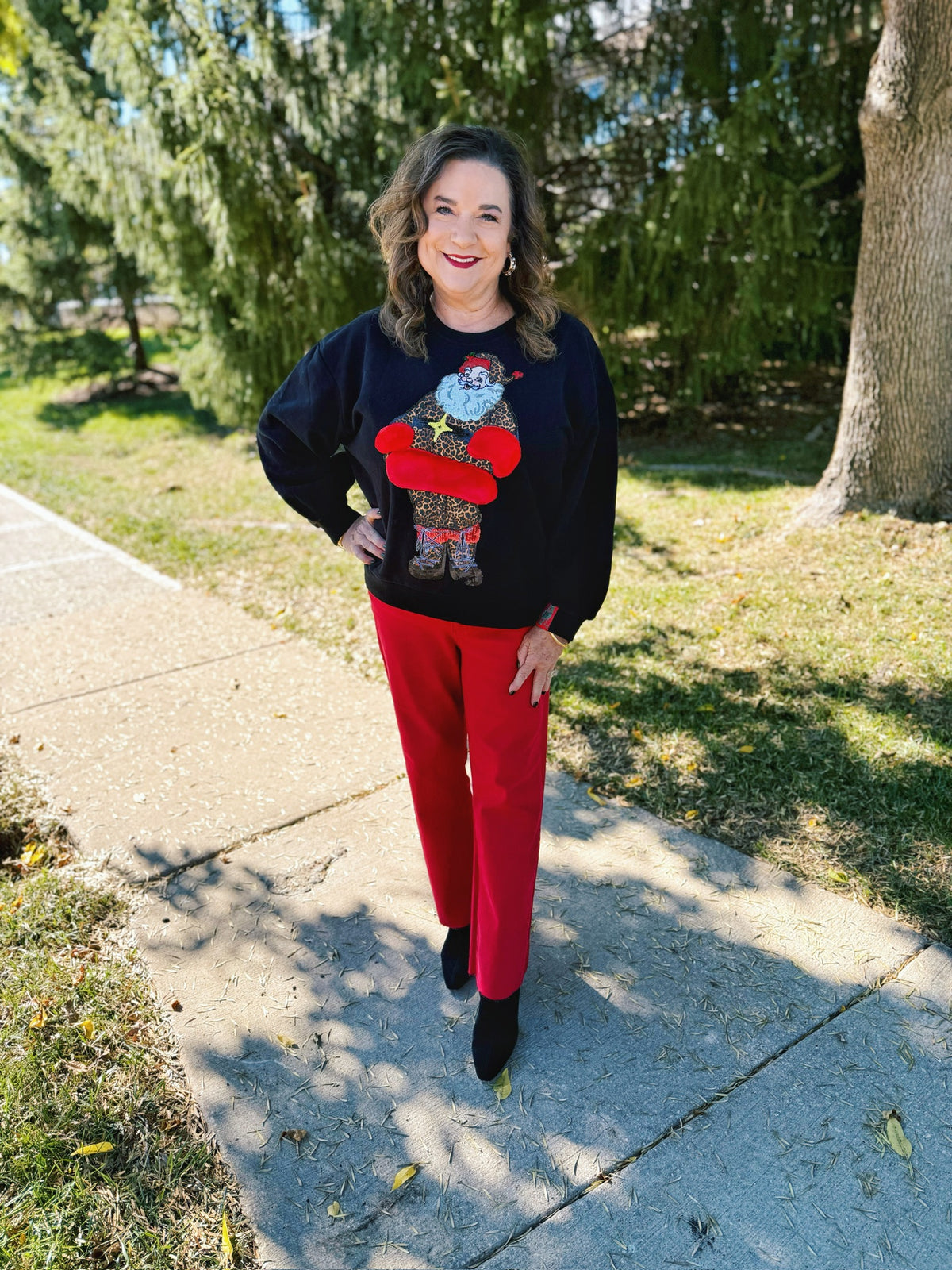 Queen of Sparkles Cheetah Santa Sweatshirt