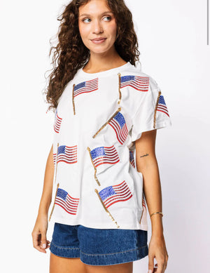 Queen of Sparkles Scattered Flag Tee