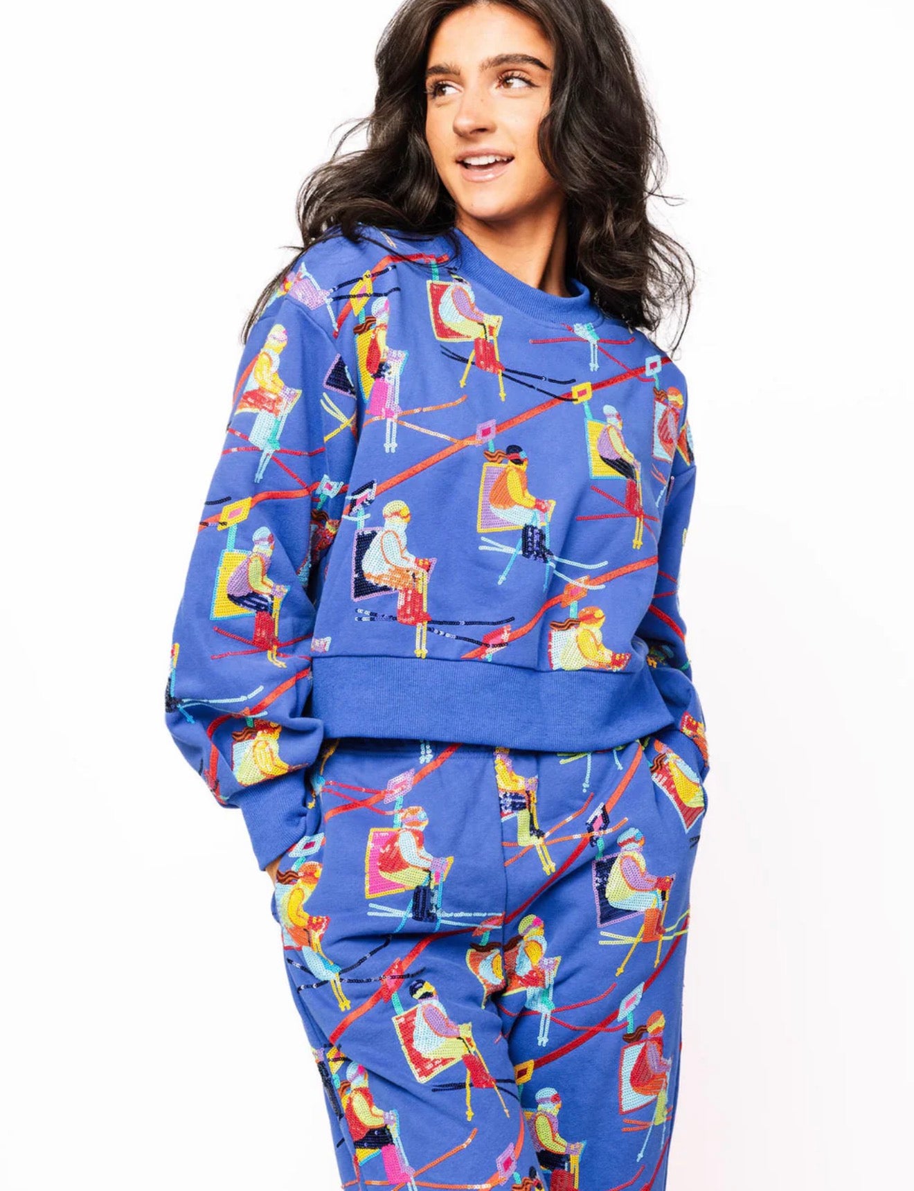 Queen of Sparkles Ski Lift Sweatshirt - Amelia's Boutique