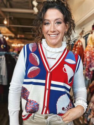 Kansas Inspired Game Day Sweater Vest - Queen of Sparkles