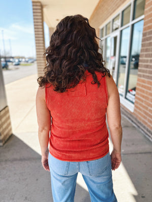 Denim Trim Ribbed Tank