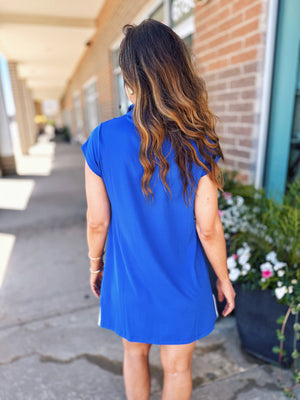 UPF 50 Royal Blue Half Zip Dress