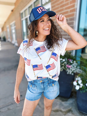 Queen of Sparkles Scattered Flag Tee