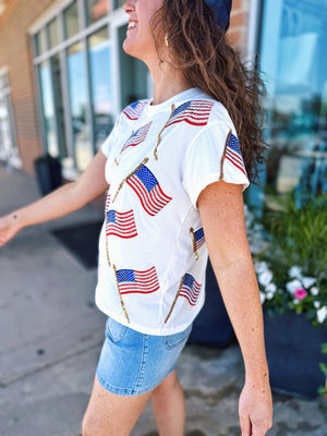 Queen of Sparkles Scattered Flag Tee