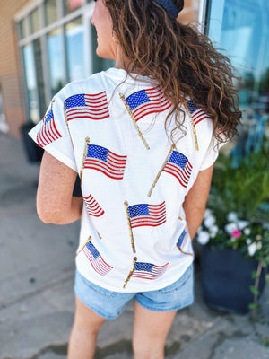 Queen of Sparkles Scattered Flag Tee