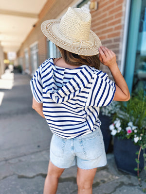 Stripe Drawstring Throw On Top