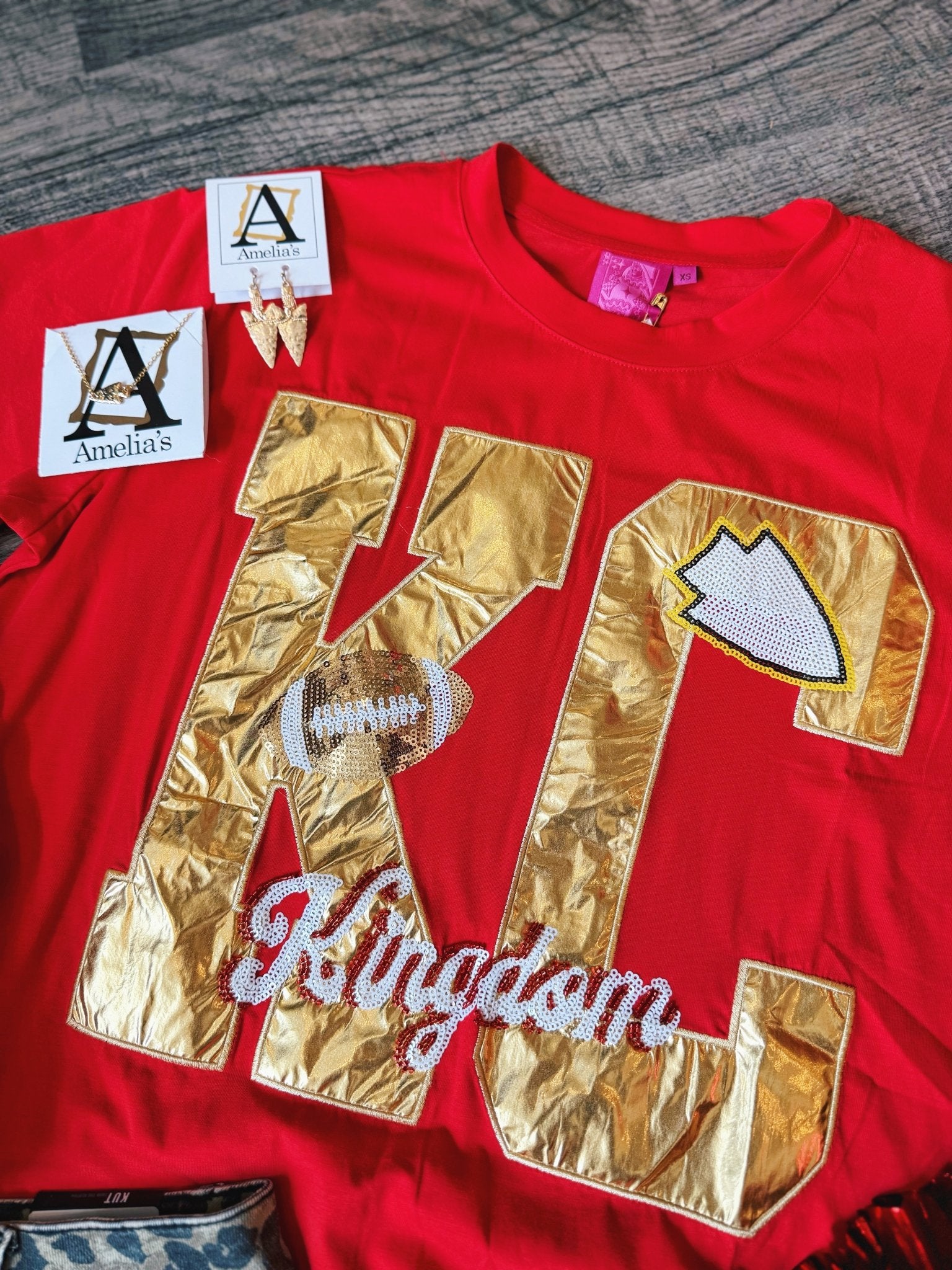 RESTOCK Metallic KC Tee - Queen of Sparkles X Amelia's Boutique - Amelia's Boutique