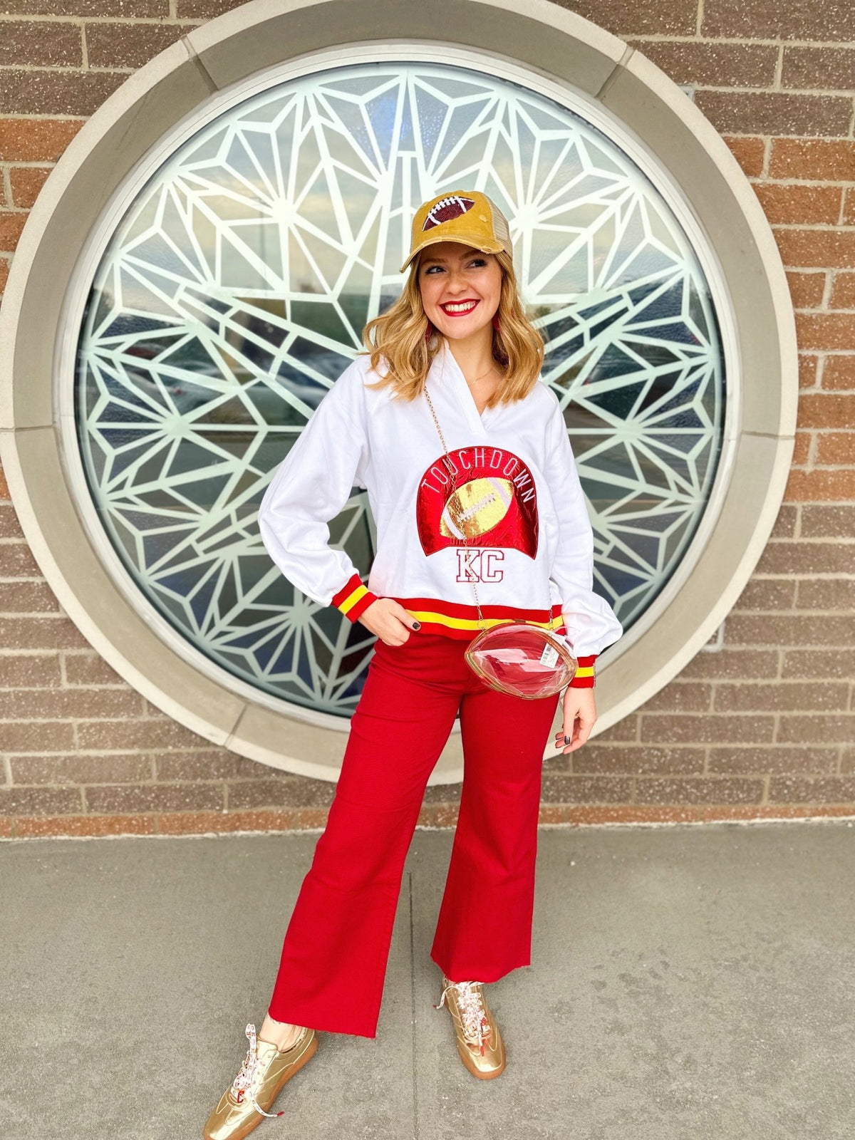 Touchdown Collared Sweatshirt - Queen of Sparkles x Amelia’s Boutique - Amelia's Boutique