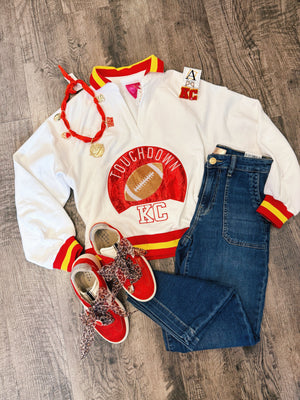 Touchdown Collared Sweatshirt - Queen of Sparkles x Amelia’s Boutique