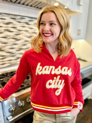Queen of Sparkles X Amelia's Boutique - Fuzzy Kansas City Script Sweatshirt