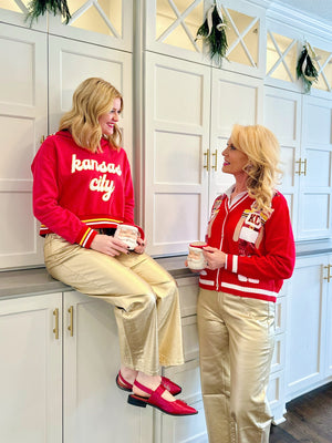 Queen of Sparkles X Amelia's Boutique - Fuzzy Kansas City Script Sweatshirt