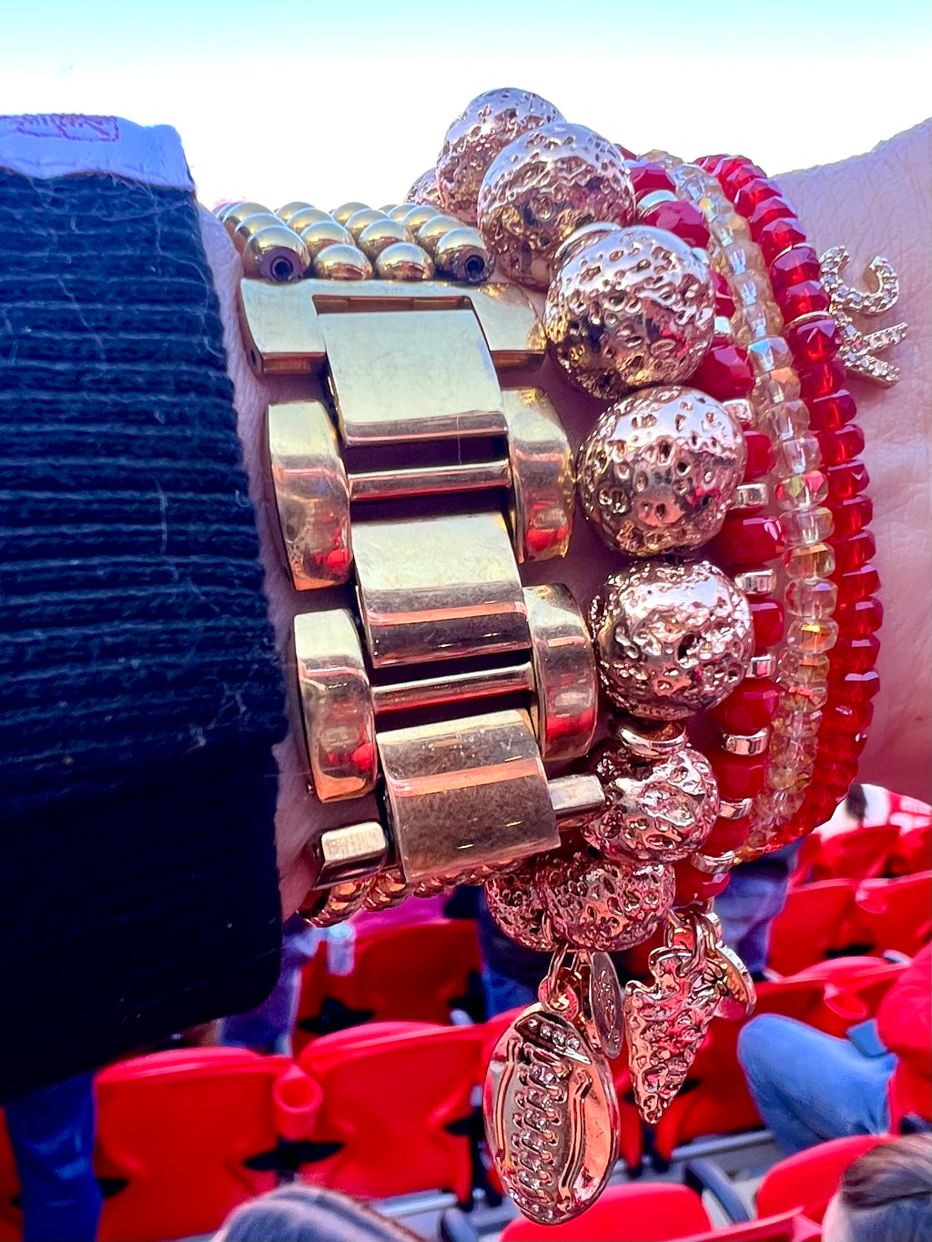 Textured Football Beaded Bracelet